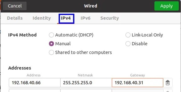 Change ip Linux