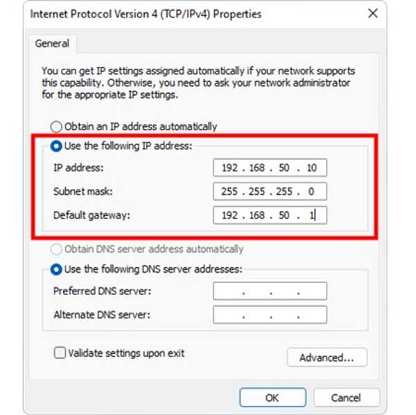 Change ip Windows Control Panel