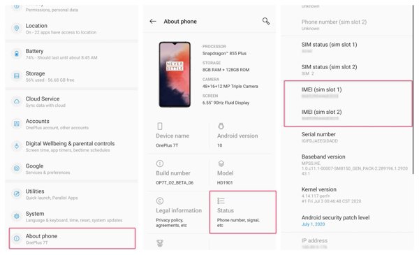 iMei Settings Android