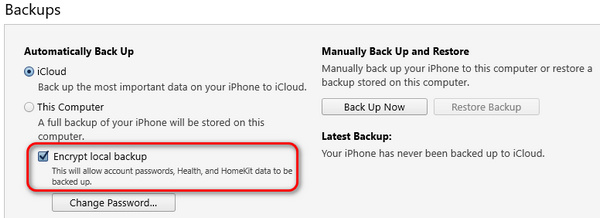 Introduktion till iTunes Backup Password