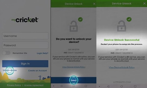 Desbloqueo de la aplicación Mycricket