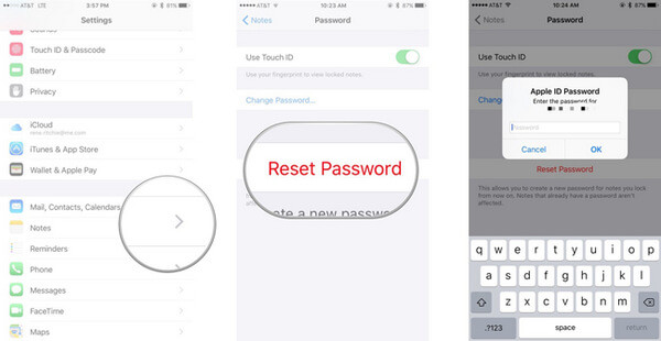 Reset Notes Password Ranije za iOS 15