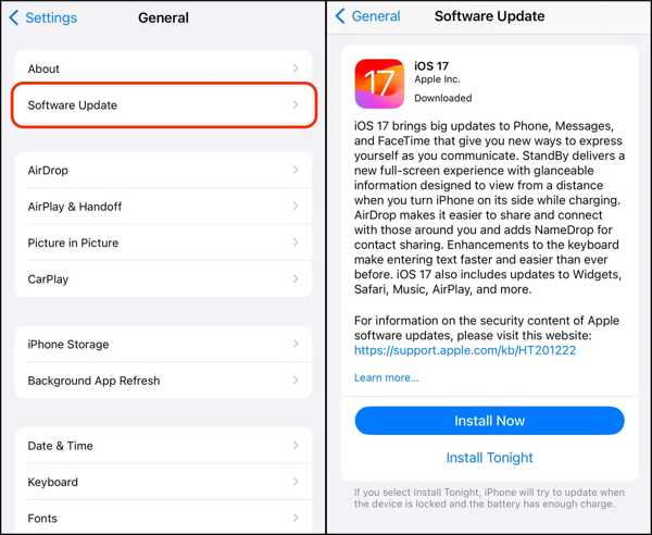 Software Update ios17