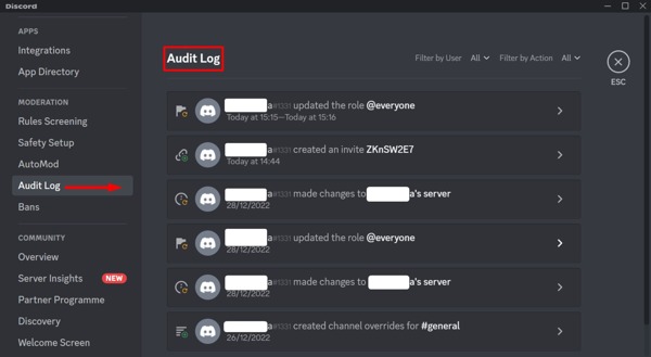 Check Discord Logs