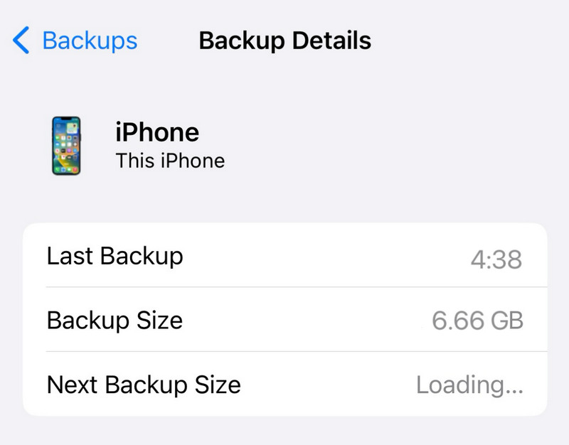 iCloud Backup Details