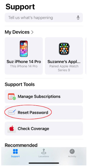 Obnovit heslo Apple ID Aplikace Apple Support App