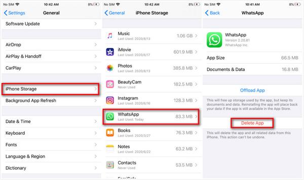 Uninstall Whatsapp iPhone