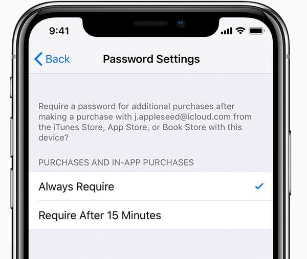 App Store Password Settings