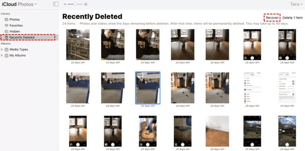 Restore Photos From iCloud Recently Deleted