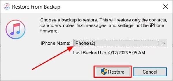 Select Itunes Backup