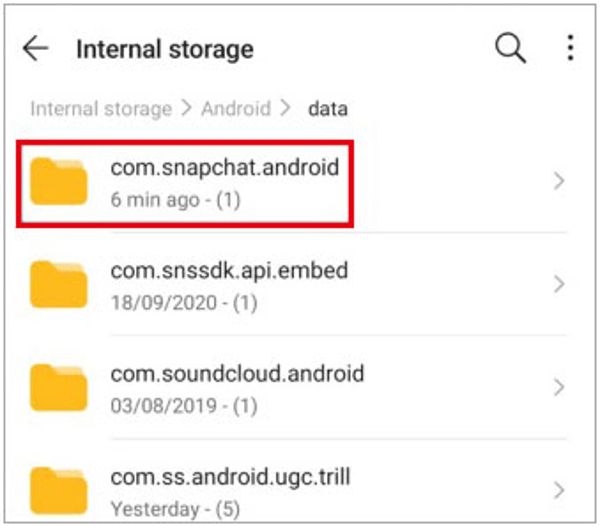 Snapchat Folder on Android