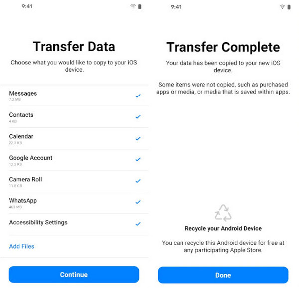 Transferir Android para iPhone