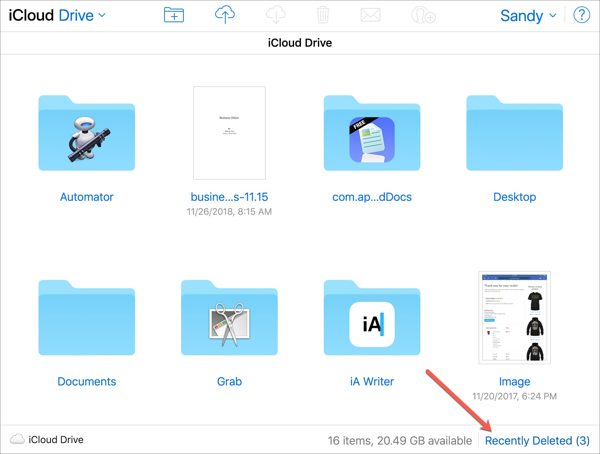 Recently Deleted iCloud Drive