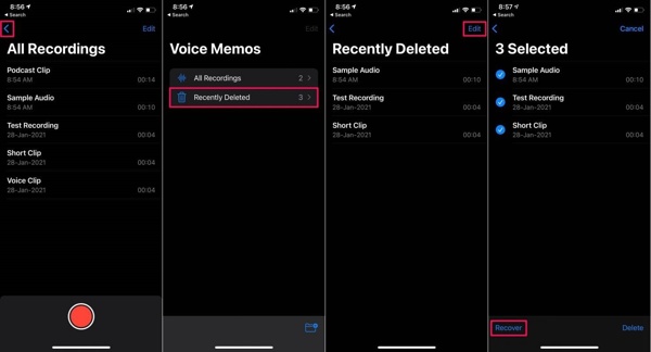 Recently Deleted Voice Memos