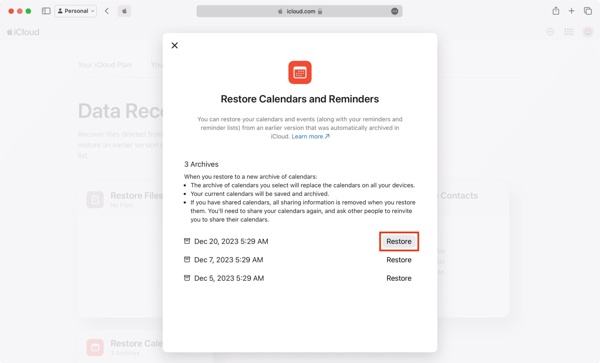 Restore Reminders Icloud