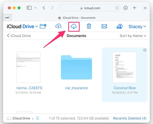 تنزيل ملف iCloud Drive