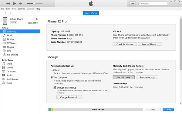 نسخ احتياطي لبرنامج iTunes