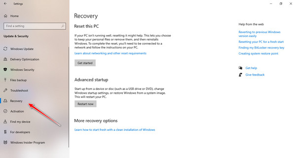 Récupération sous Windows
