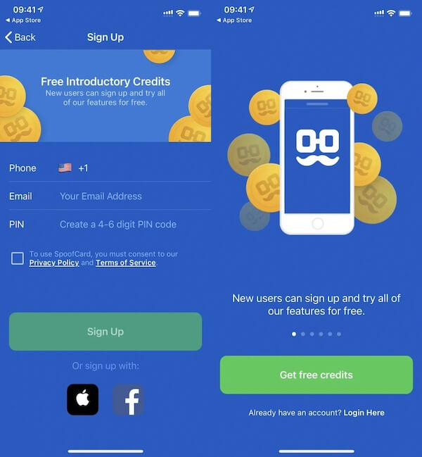 Registra account Spoofcard