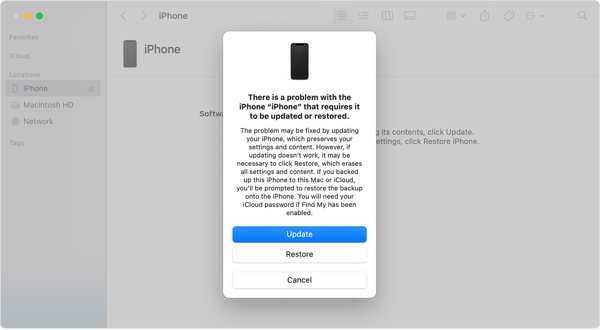 استعادة وضع الاسترداد في Finder