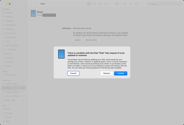 استعادة تطبيق iPad Finder