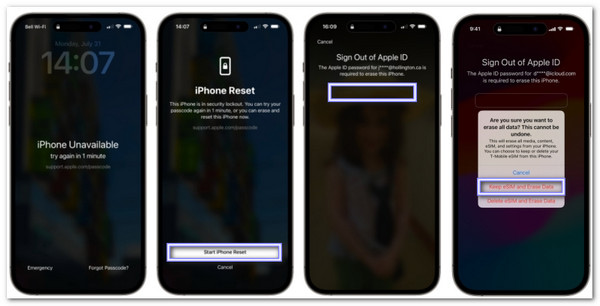 Schermata di blocco di sicurezza per iOS 17 o versioni successive
