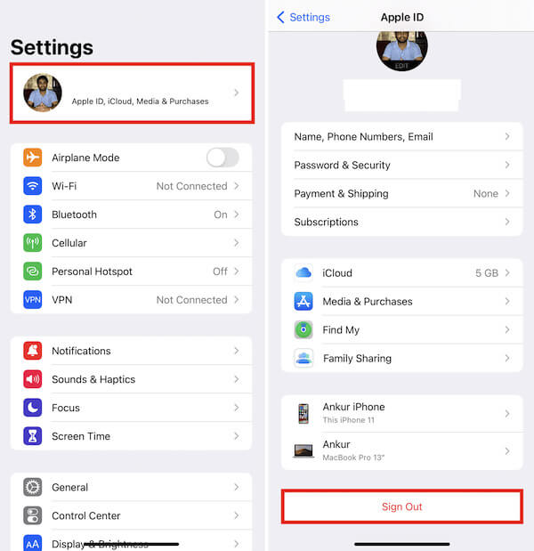Apple ID からサインアウトする