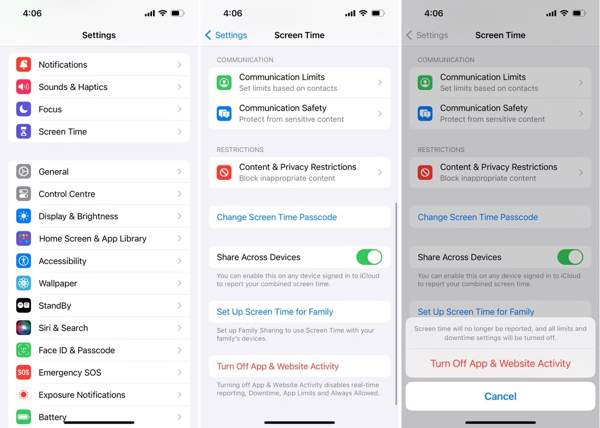 Disattiva l'attività del sito web dell'app