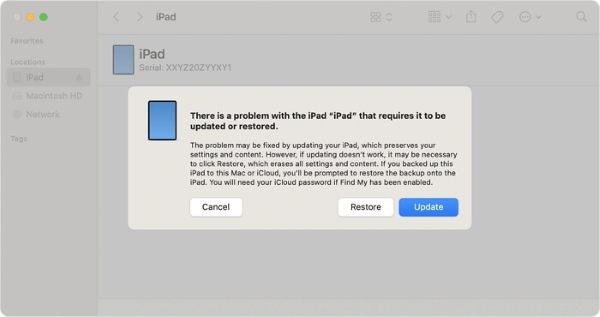 Wiederherstellen im iPad-Wiederherstellungsmodus