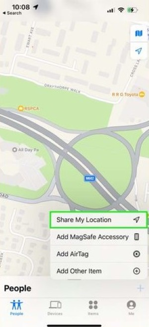 プラスボタンで位置情報を共有