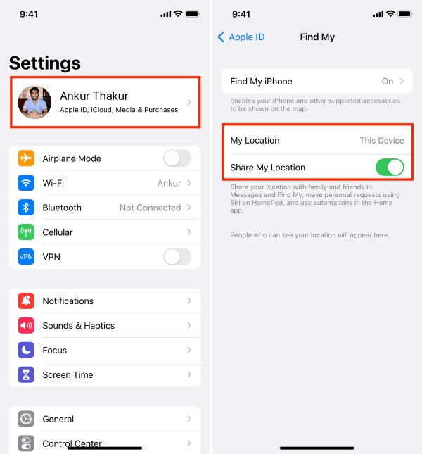位置情報を共有する iPhoneを探す